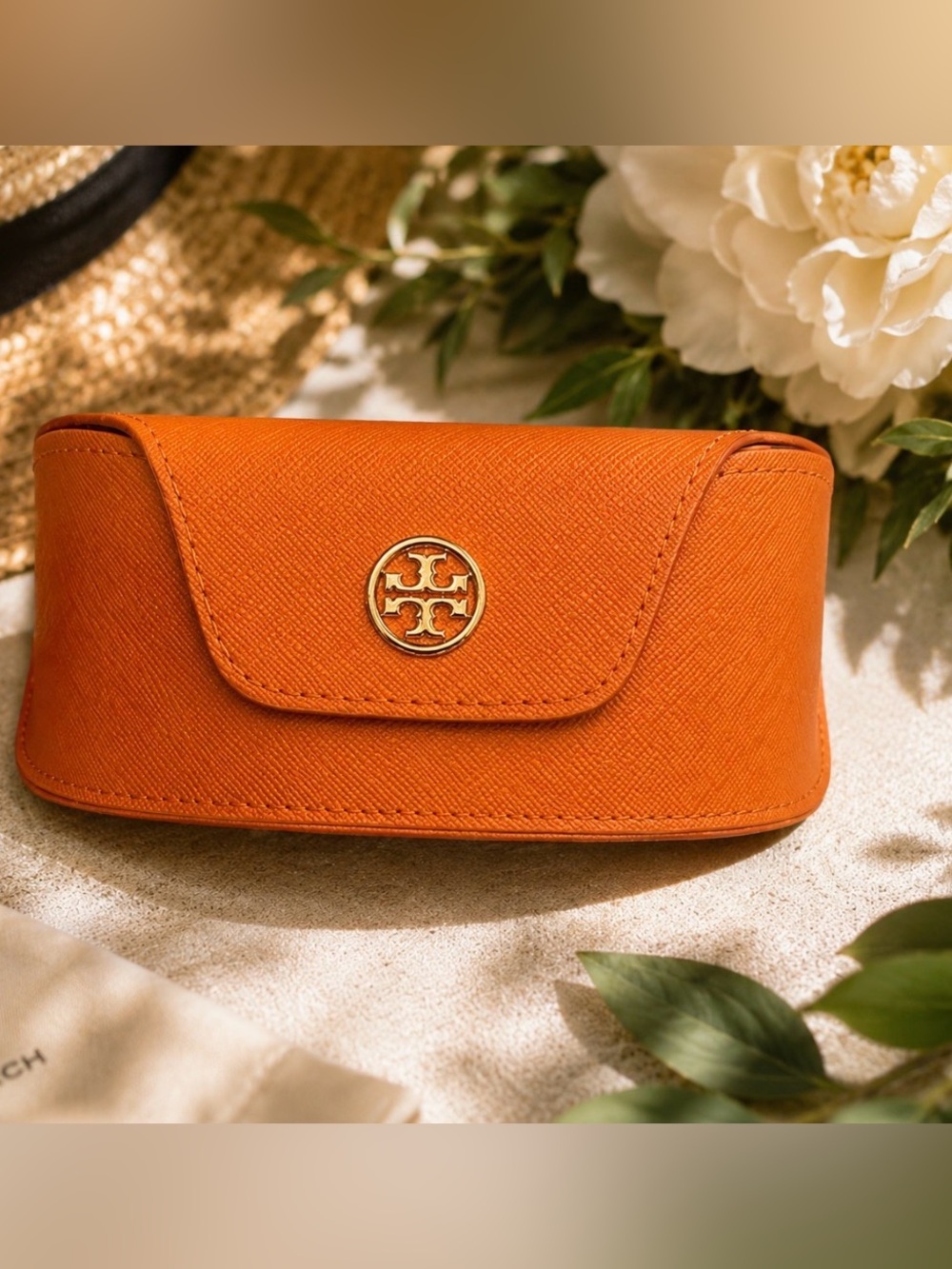 Tory Burch Orange Logo Sunglass Case